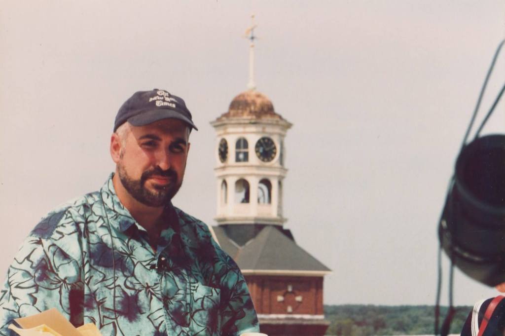 2002; On the roof of Biddeford City Hall, trying to save the Lincoln Mill Clocktower.